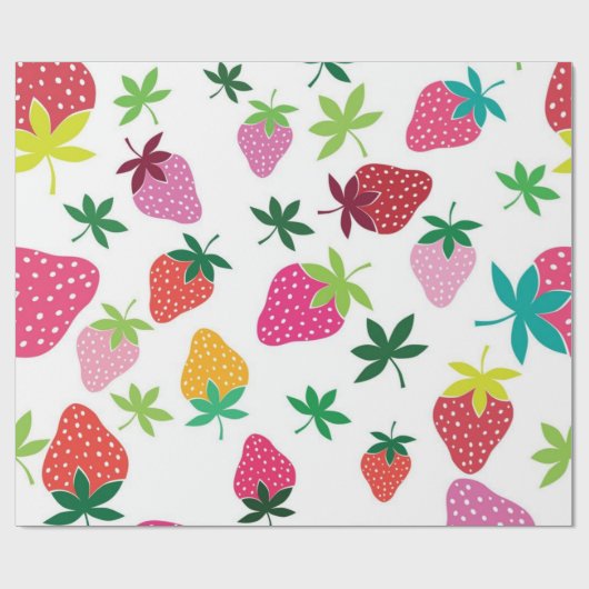 Erdbeermuster Geschenkpapier (Flach)