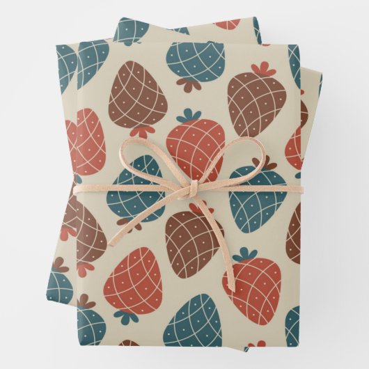 Erdbeermuster Geschenkpapier Set (Beispiel)