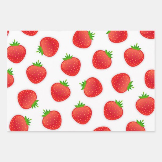 Erdbeermuster Geschenkpapier Set (Vorderseite 2)