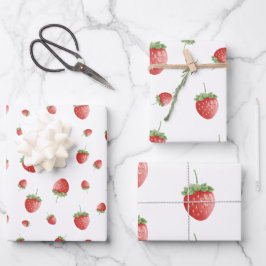 Erdbeermuster Geschenkpapier Set