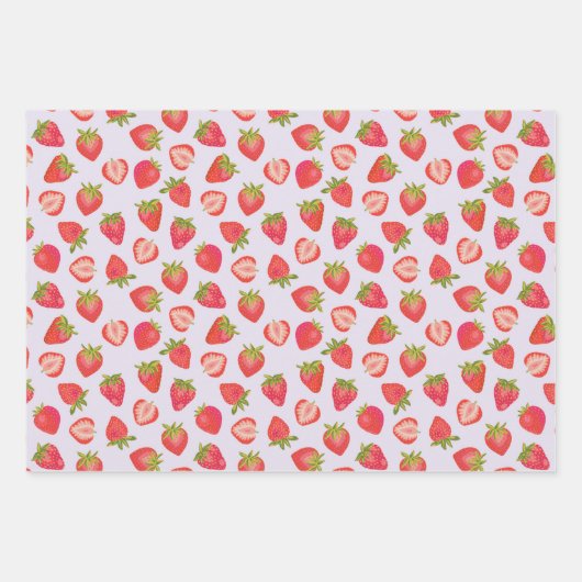 Erdbeermuster Geschenkpapier Set (Vorderseite)