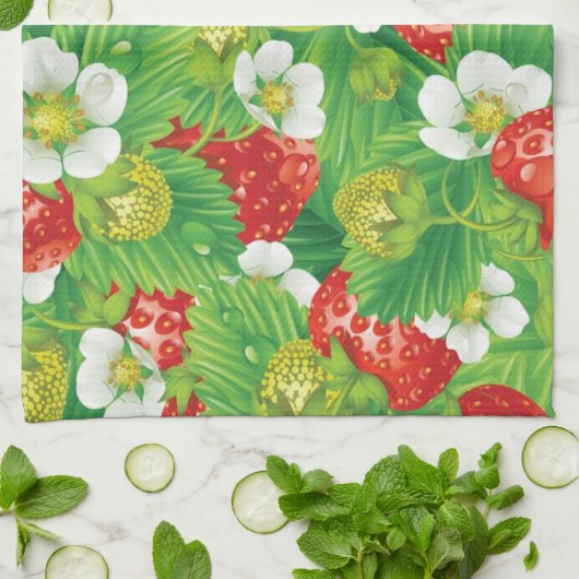 Erdbeermuster Geschirrtuch (Gefaltet)