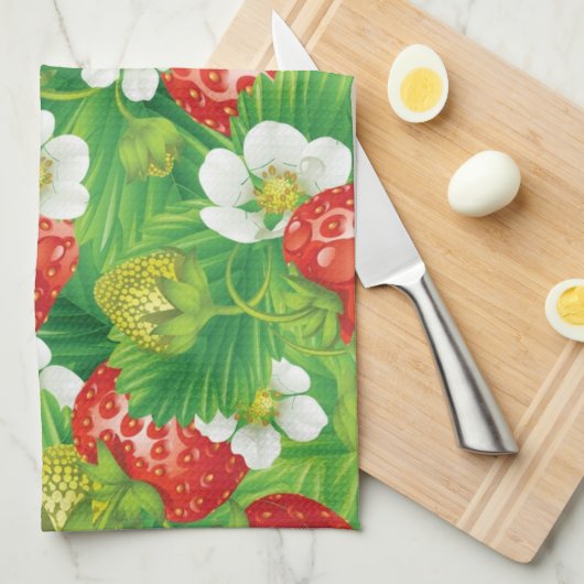 Erdbeermuster Geschirrtuch (Viertel Falte)
