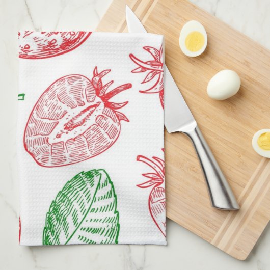 Erdbeermuster Geschirrtuch (Viertel Falte)