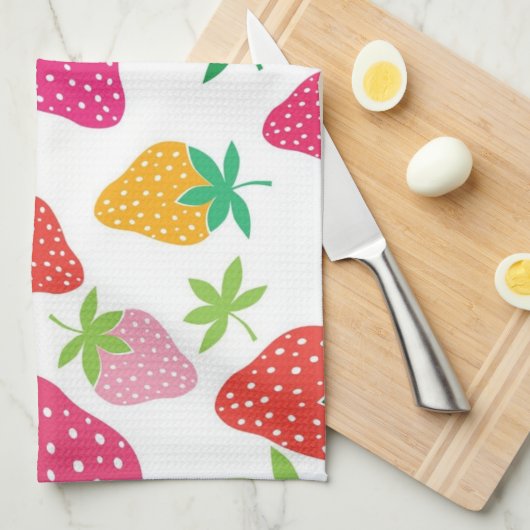 Erdbeermuster Geschirrtuch (Viertel Falte)