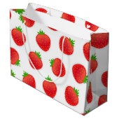 Erdbeermuster Große Geschenktüte (Rückseite Schrägansicht)