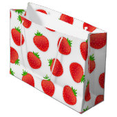 Erdbeermuster Große Geschenktüte (Vorderseite Schrägansicht)