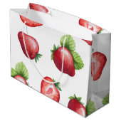 Erdbeermuster Große Geschenktüte (Rückseite Schrägansicht)