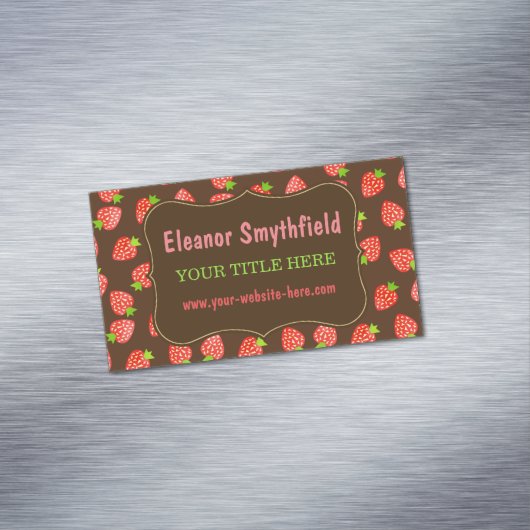 Erdbeermuster-hübscher Frucht-Markt oder Bäckerei Magnetische Visitenkarte (Beispiel)