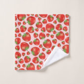 Erdbeermuster-Illustration auf hellrosa Badhandtuch Set (Waschlappen)