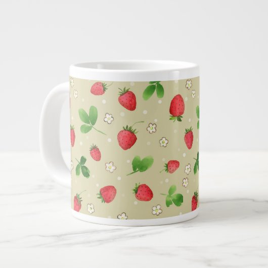 Erdbeermuster in Wasserfarben Jumbo-Tasse (Vorderseite Links)