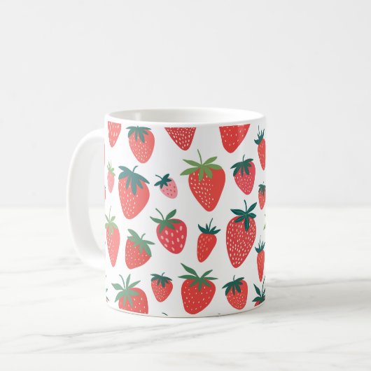 Erdbeermuster Kaffeetasse (Vorderseite Links)