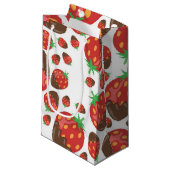 Erdbeermuster Kleine Geschenktüte (Vorderseite Schrägansicht)