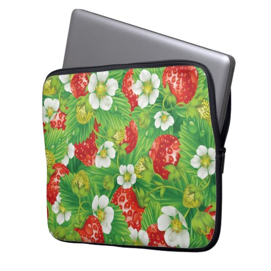 Erdbeermuster Laptopschutzhülle (Vorderseite Links)