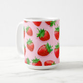 Erdbeermuster leckere Yummy Erdbeeren Kaffeetasse (Vorderseite Links)