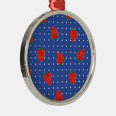Erdbeermuster mit Punkten Silbernes Ornament (Rechts)