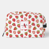 Erdbeermuster-Monogramm-Vorname Waschbeutel (Rückseite)