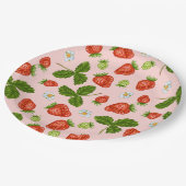Erdbeermuster Muster rosa Hintergrund Pappteller (Schrägansicht)