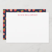 Erdbeermuster Name Mitteilungskarte (Vorne/Hinten)