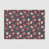 Erdbeermuster Navy Blue Hintergrund Decoupage Seidenpapier (Vorderseite)