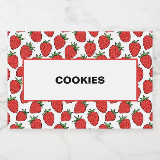 Erdbeermuster | Niedlich & Fun Küche Lebensmitteletikett (Einzelnes Label)