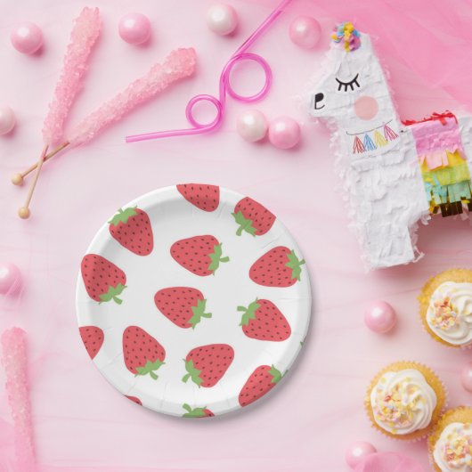 Erdbeermuster Pappteller (Party)