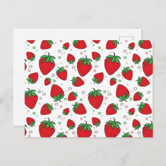 Erdbeermuster Postkarte (Vorne/Hinten)