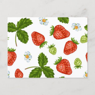 Erdbeermuster Postkarte