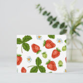 Erdbeermuster Postkarte (Stehend Vorderseite)