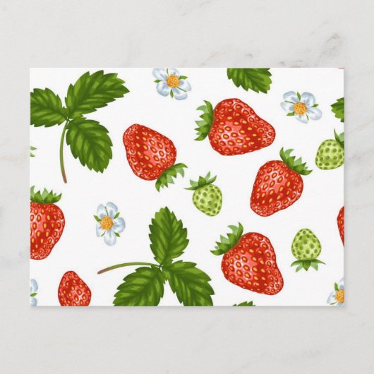 Erdbeermuster Postkarte (Vorderseite)