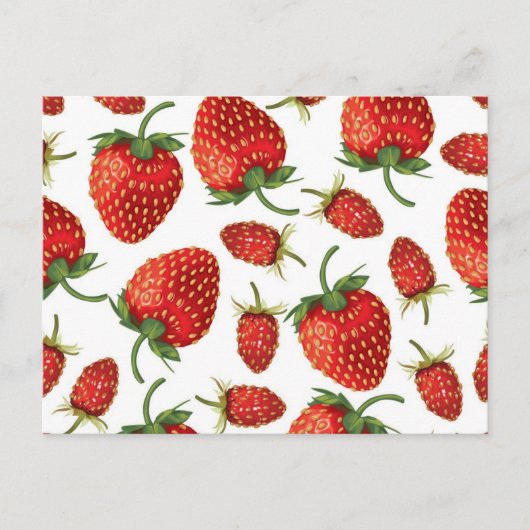 Erdbeermuster Postkarte (Vorderseite)