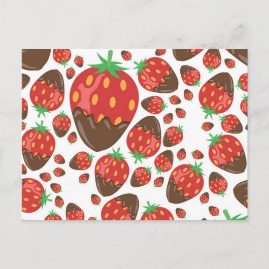 Erdbeermuster Postkarte (Vorderseite)