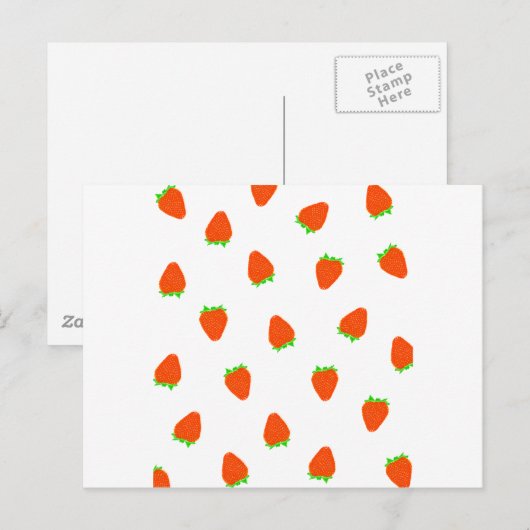 Erdbeermuster Postkarte (Vorne/Hinten)