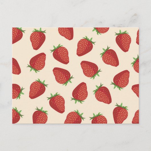 Erdbeermuster Postkarte (Vorderseite)