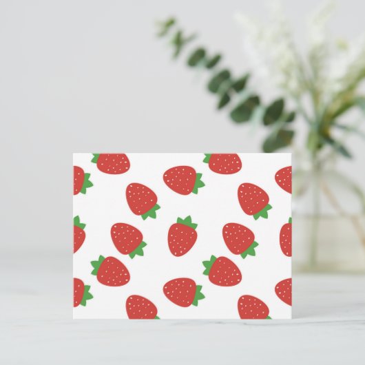 Erdbeermuster Postkarte (Stehend Vorderseite)