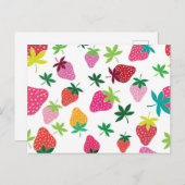 Erdbeermuster Postkarte (Vorne/Hinten)
