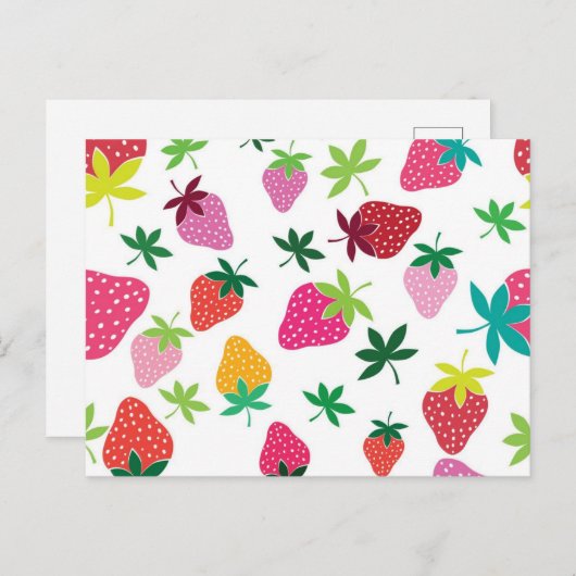 Erdbeermuster Postkarte (Vorne/Hinten)