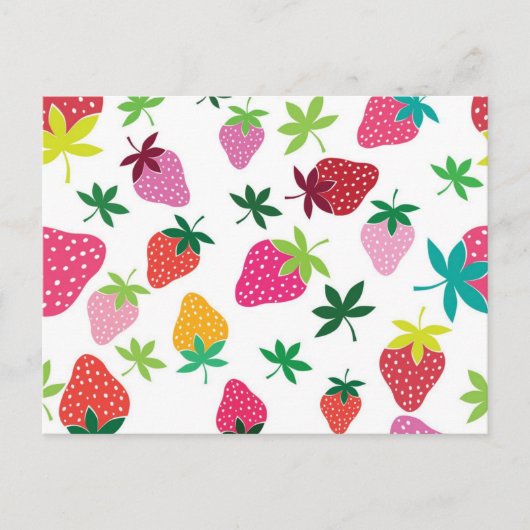 Erdbeermuster Postkarte (Vorderseite)