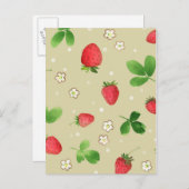 Erdbeermuster Postkarte (Vorne/Hinten)