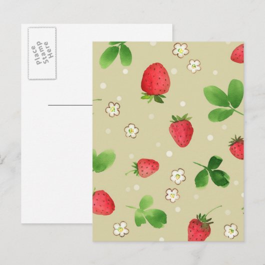 Erdbeermuster Postkarte (Vorne/Hinten)