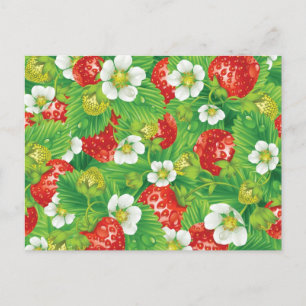 Erdbeermuster Postkarte