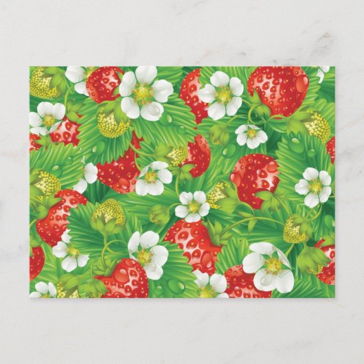 Erdbeermuster Postkarte (Vorderseite)