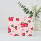 Erdbeermuster Postkarte (Stehend Vorderseite)
