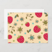 Erdbeermuster Postkarte (Vorne/Hinten)