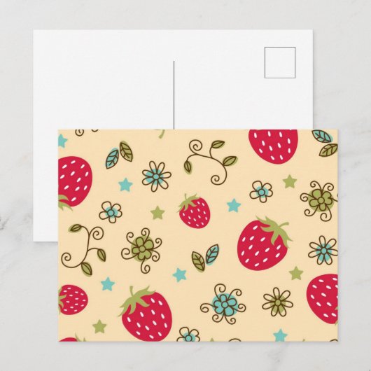Erdbeermuster Postkarte (Vorne/Hinten)