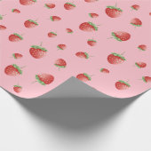 Erdbeermuster Rosa Geschenkpapier (Ecke)