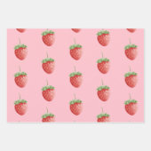 Erdbeermuster Rosa Geschenkpapier Set (Vorderseite 3)