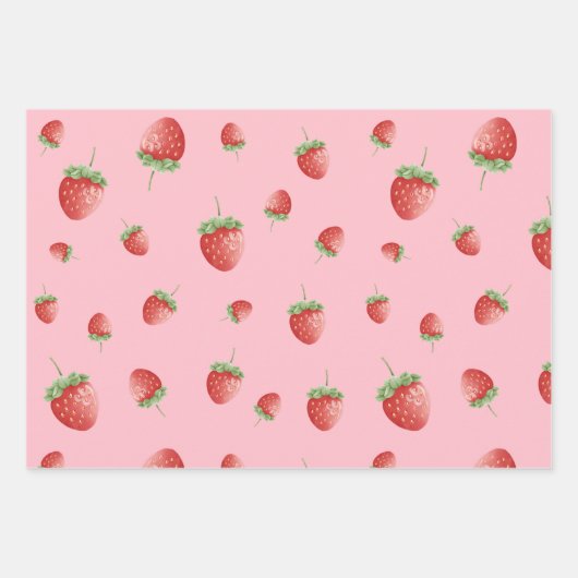 Erdbeermuster Rosa Geschenkpapier Set (Vorderseite 2)