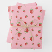 Erdbeermuster Rosa Geschenkpapier Set (Beispiel)