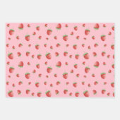 Erdbeermuster Rosa Geschenkpapier Set (Vorderseite)